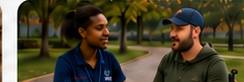 Community access support worker accompanying an adult in the community